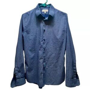 Express Dress Shirt Men’s Small 14-14.5" Neck Blue Geometric Extra Slim Button